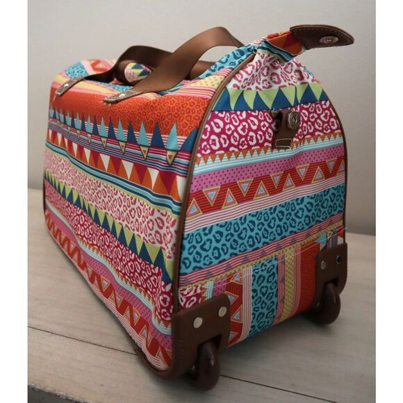 Lily Bloom M3965-80-WC Orange Multi On The Prowl 20" Rolling Duffle Bag - Picture 7 of 14